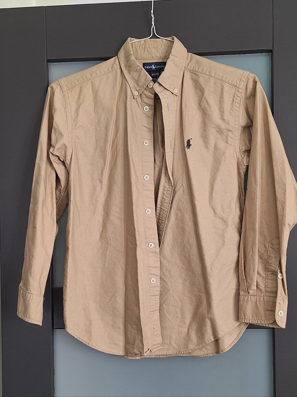 Ralph Lauren Boys Shirt Khaki Sz M 12/14 NWOT